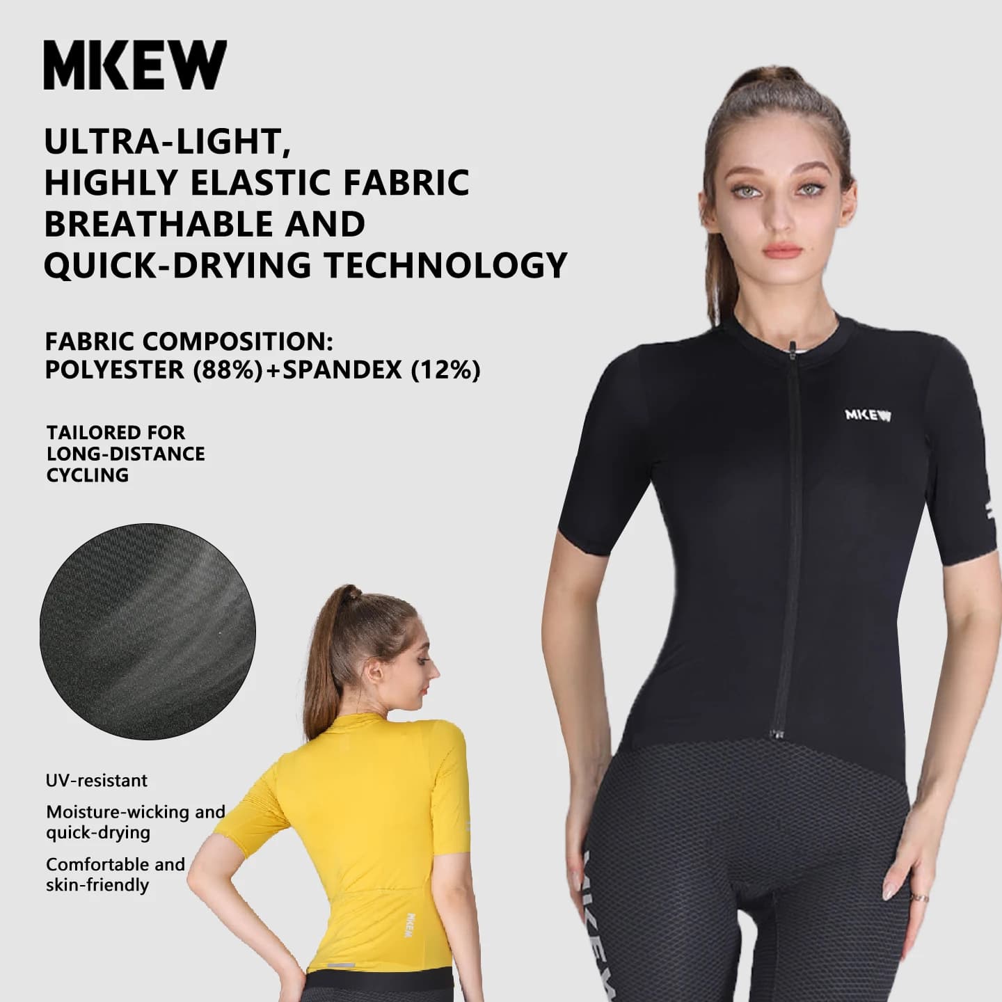 MKEW Summer women's Minimally Cycling Jersey, Moisture wicking, Breathable, High Elasticity, Quick drying Road Bike Riding Equip