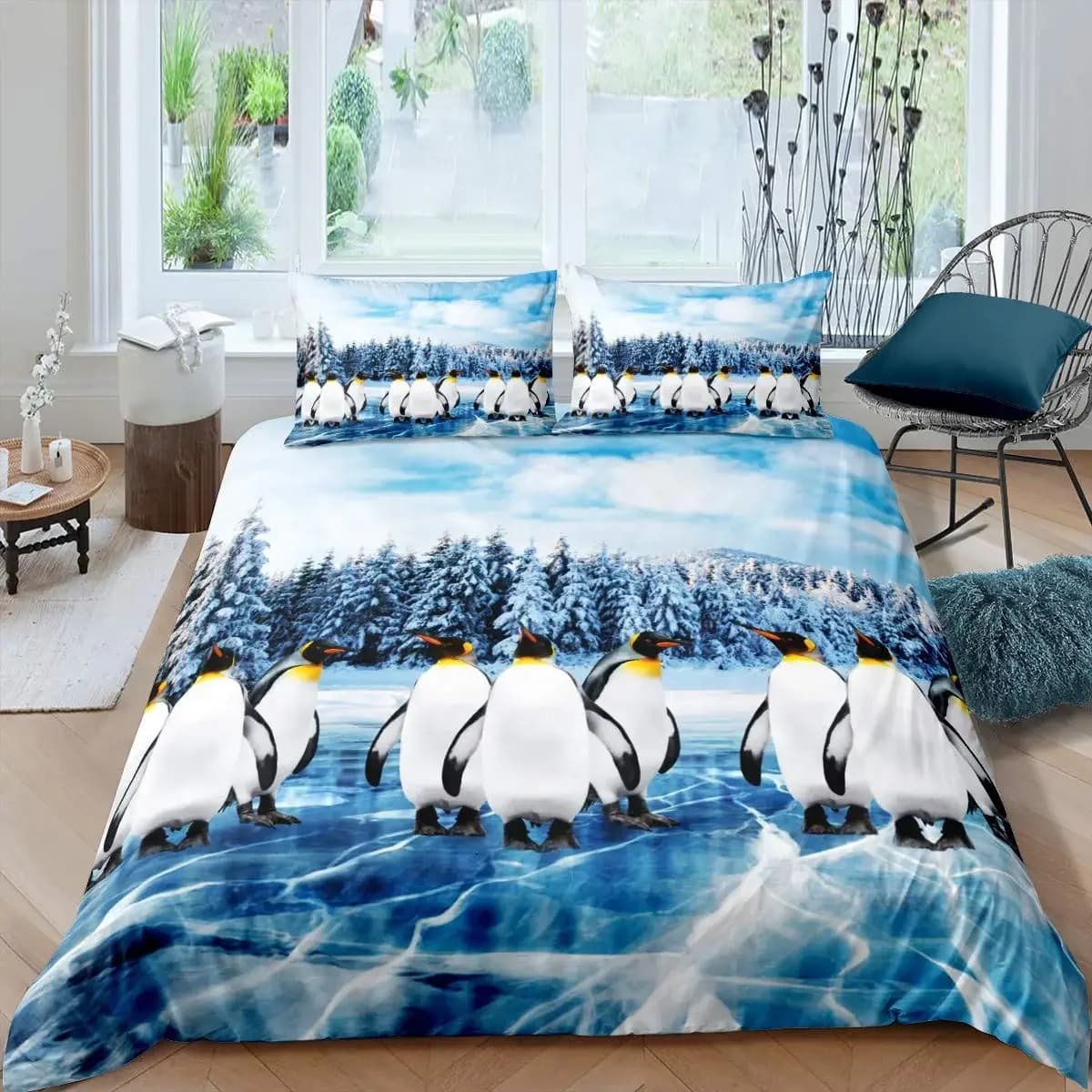 Duvet Cover Set, Cute Penguin Panda Bedding Set for Boys Girls Children Kawaii Bear Animal Bedding Set Twin Full Queen King Size