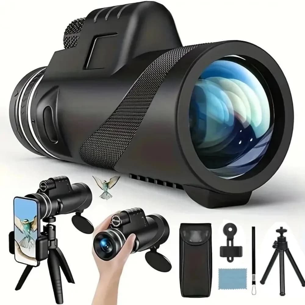 Telescopio Portatile HD 80x100 con Zoom, Portata 5000M, Pieghevole e Potente per Caccia, Sport, Campeggio e Viaggi
