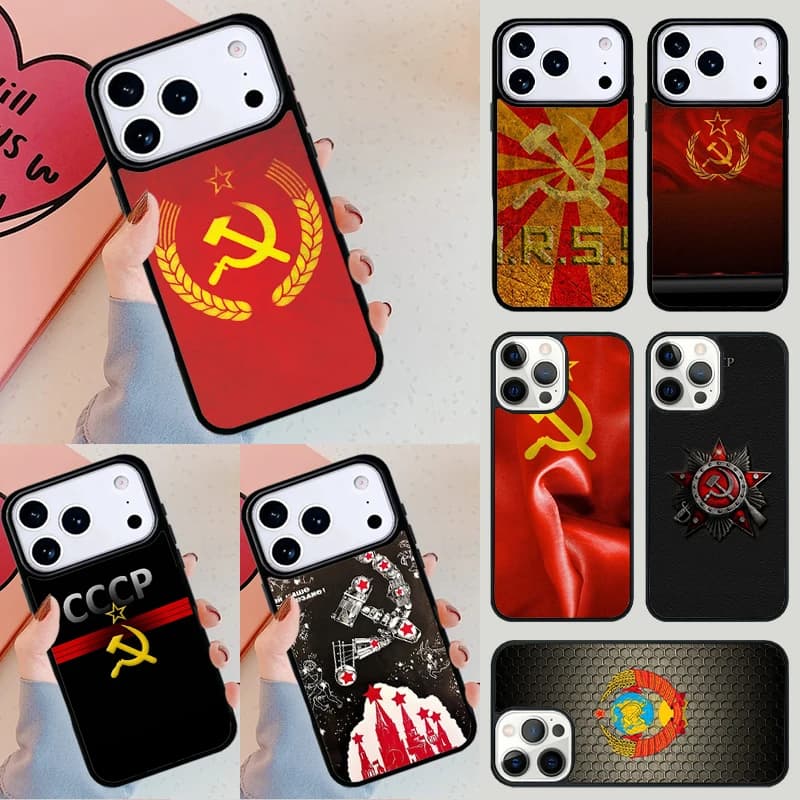 Cover per iPhone con Bandiera URSS Unione Sovietica per Apple iPhone 17 Air 16E 15 14 Plus 13 12 11 Pro Max Mini