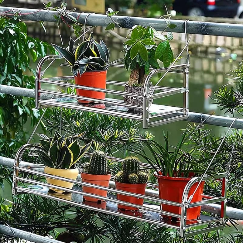 Supporto per fiori in acciaio inossidabile per balcone, fioriera sospesa per esterni, scaffale per finestra, supporto per piante, organizer succulente multistrato