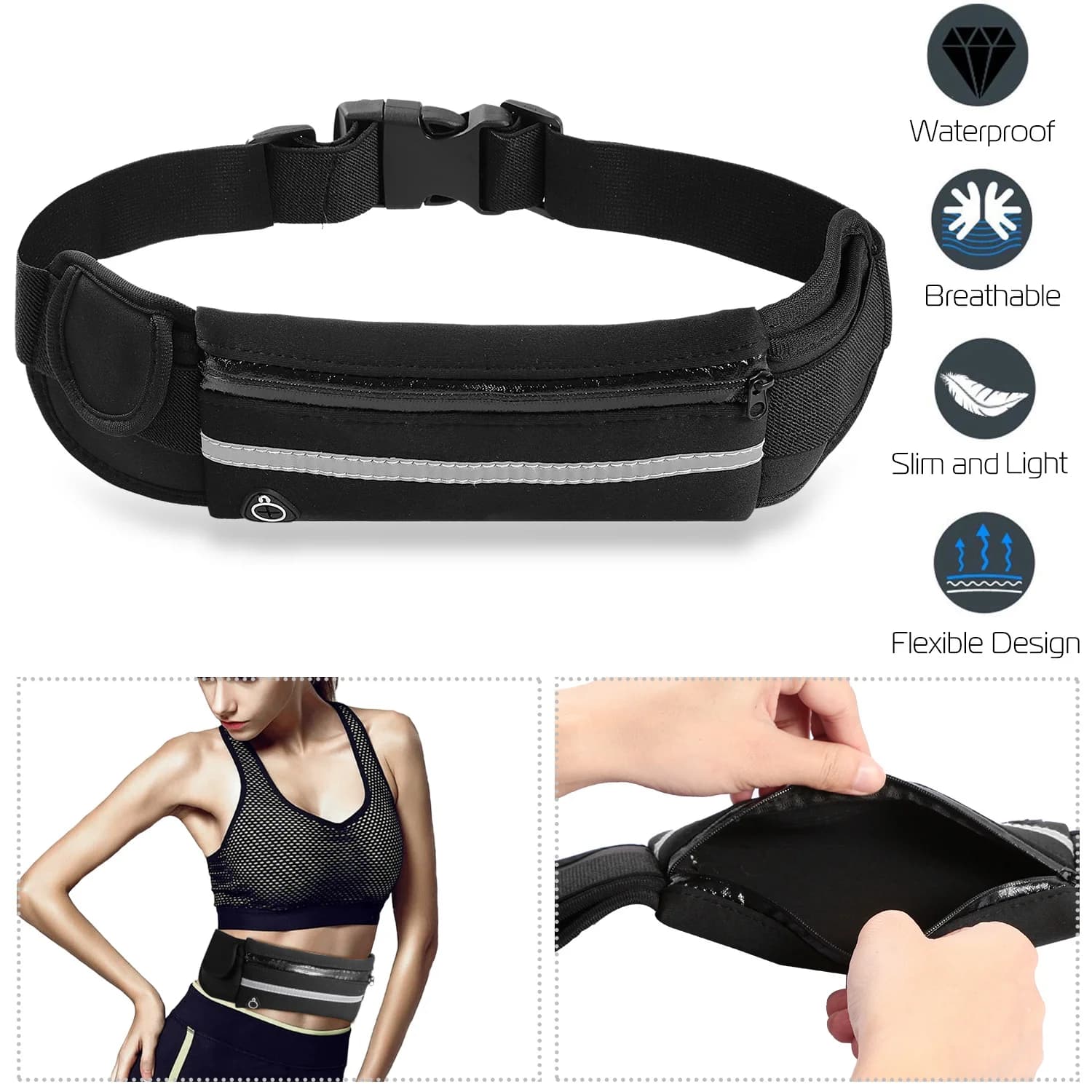 Adjustable Waterproof Running Sport Waist Bag (1 piece)