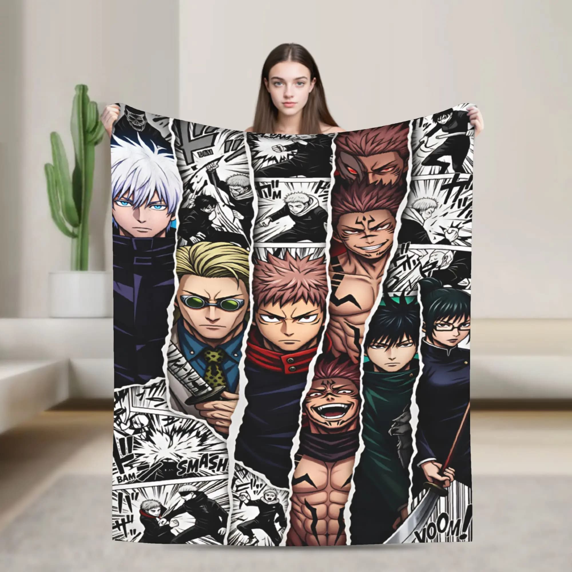 Jujutsu Kaisen Flannel Blanket Warm Throw Blanket for Home Decor Travel Comfortable Bedspread Sofa Bed Cover