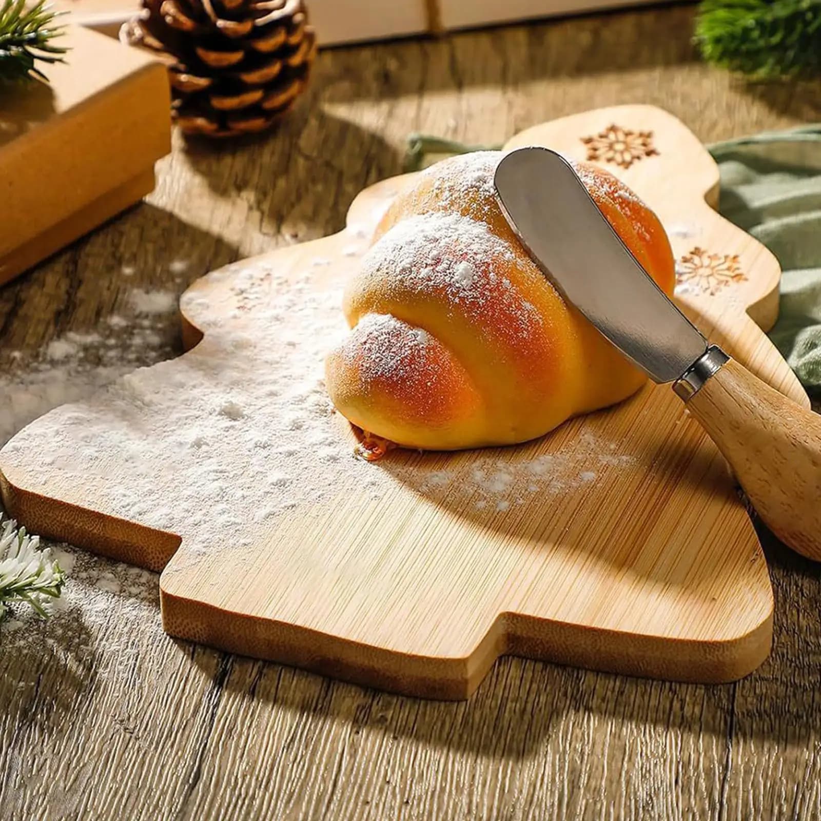 Tagliere in Legno per Cucina, Vassoio Creativo per Servire Formaggi, Frutta e Dessert, Piatto in Legno Massiccio per Pizza e Frutta