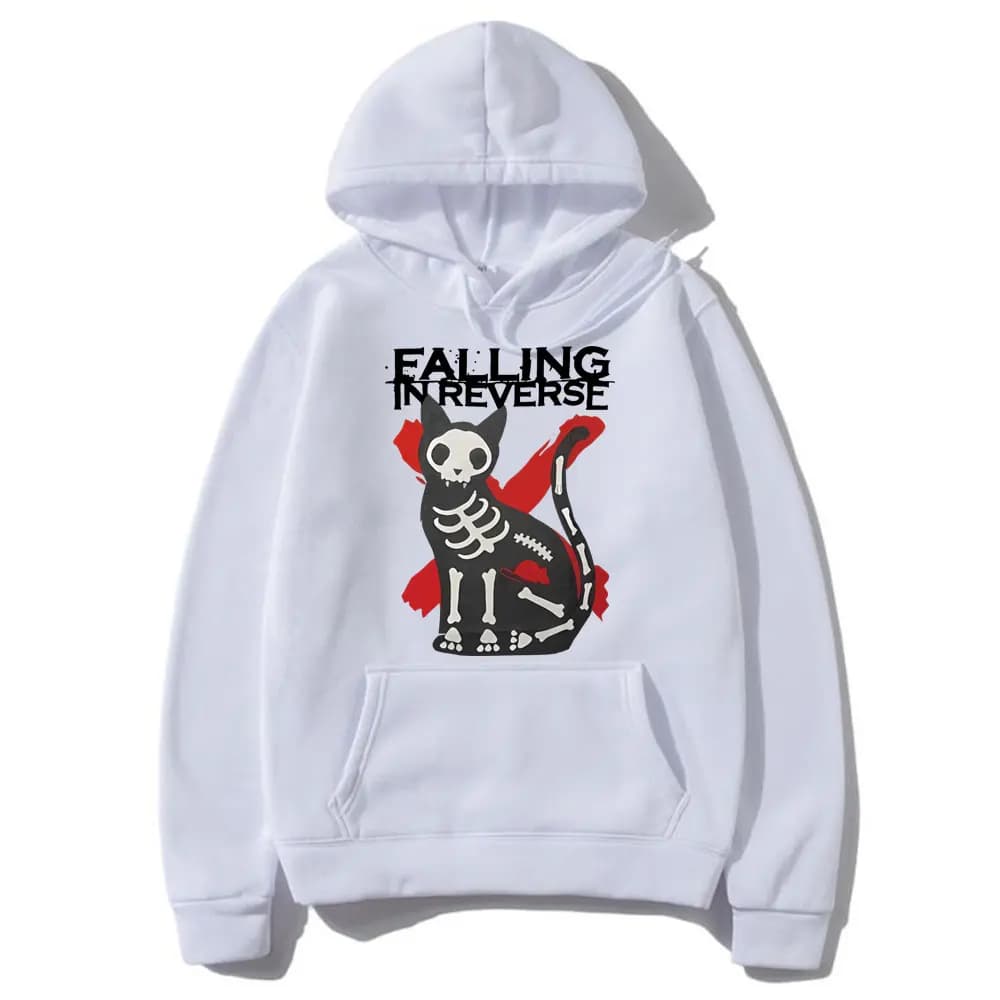 Felpa oversize casual gotica da donna da uomo che cade in Reverse Cat Felpa con cappuccio grafica da uomo Vintage Streetwear Felpe con cappuccio in cotone maschile