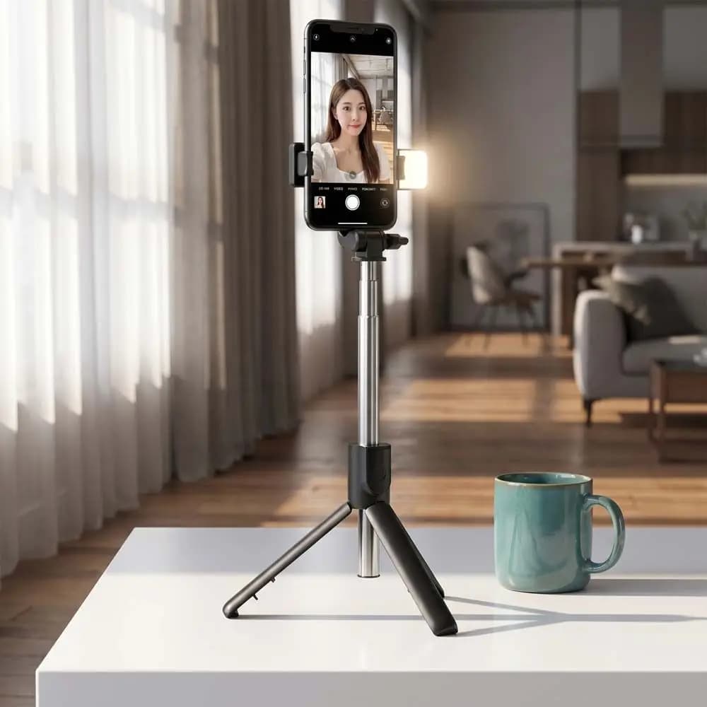 360 ° Bastone Selfie Telescopico Rotante 70cm, Portatile con Bluetooth, Estensibile e Utilizzabile come Treppiede
