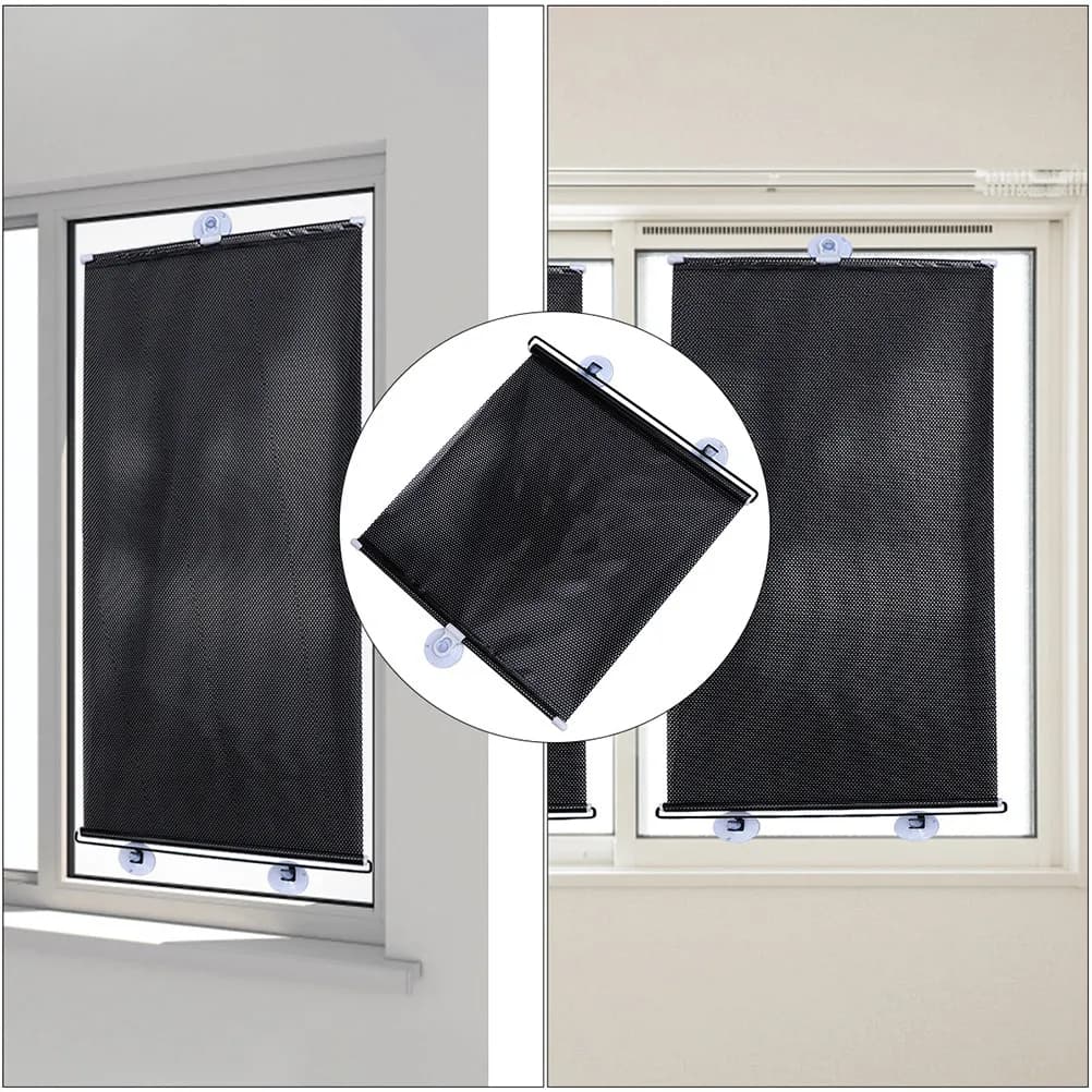 1Set Car Window Shade Foldable Sunscreen Protective Screen with Suction Cup Heat Insulation Reflective Sunshade for Windshield