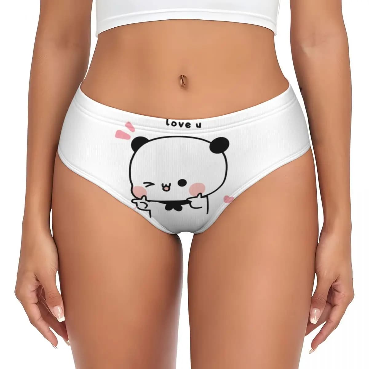 Slip Personalizzati Bubu Dudu Panda e Orsetto Marrone per Coppie, Intimo Donna Traspirante ed Elastico, Pantaloncini e Mutandine
