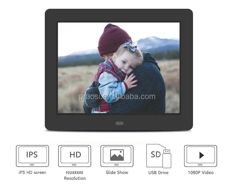 829HOT Pros 8" Digital Photo Frame High Resolution Photo Music Video Player With Remote Control Video Playback Electronic Pictur