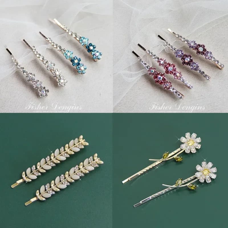 1 Paio di Eleganti Fermagli per Capelli con Strass, Regalo per Donne e Ragazze, Accessori per Acconciature