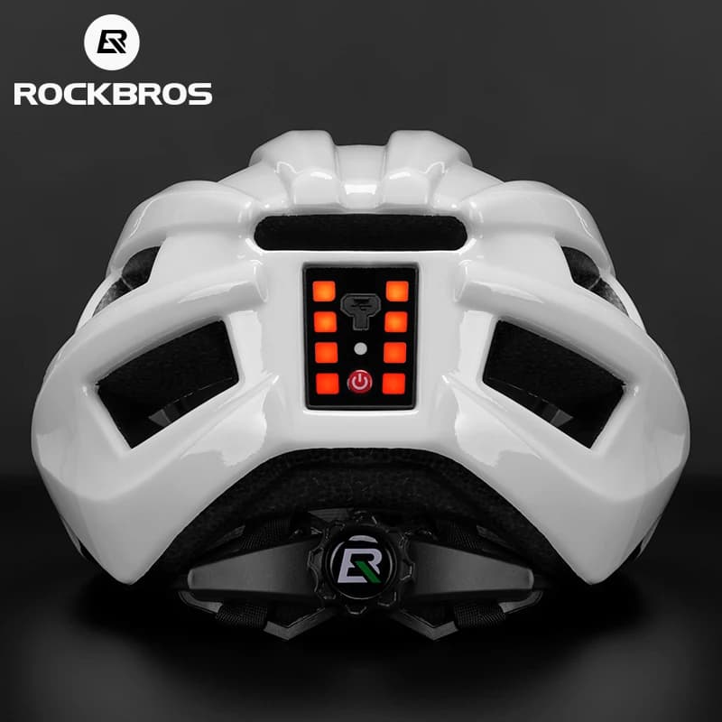 ROCKBROS Bicycle Helmet with Rechargeable LED Light, Integrated Cycling Helmet for MTB and Road Bike, Safety Sports Helmet