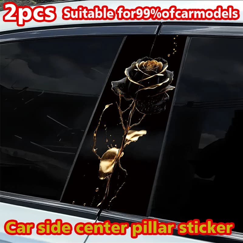 2 adesivi per montante B per auto, neri, oro, rosa, adesivi personalizzati resistenti ai graffi