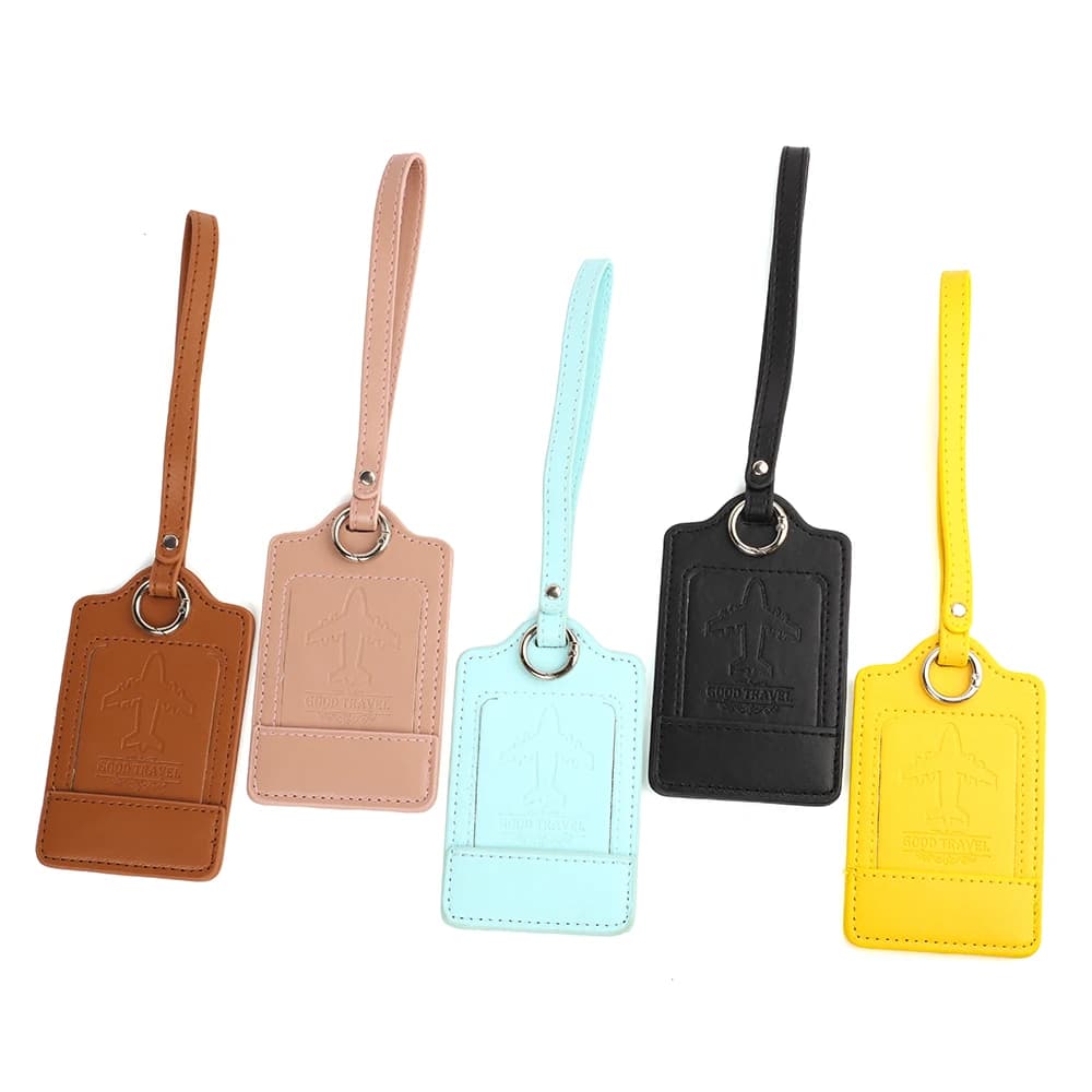 Etichetta per bagagli in pelle PU Etichetta identificativa per valigia portatile Etichetta per bagagli Borsa d'imbarco Etichetta Nome ID Indirizzo Titolare Accessori da viaggio