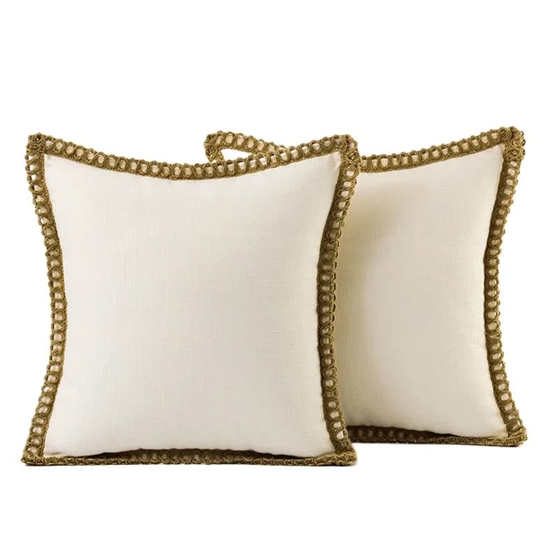 Solid Color Cotton Linen Pillow Lining Sheet with Iuta Boho Cord Finishes Decorative 45x45 cm Pillow Federation for Sofa Bed Living Room