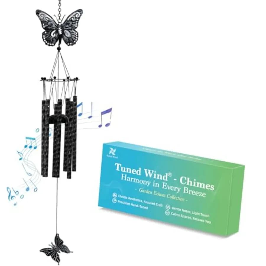 32'' Unique Butterfly Wind Chime for Outside Clearance, Garden Metal Windchimes for Outdoors Patio Decor