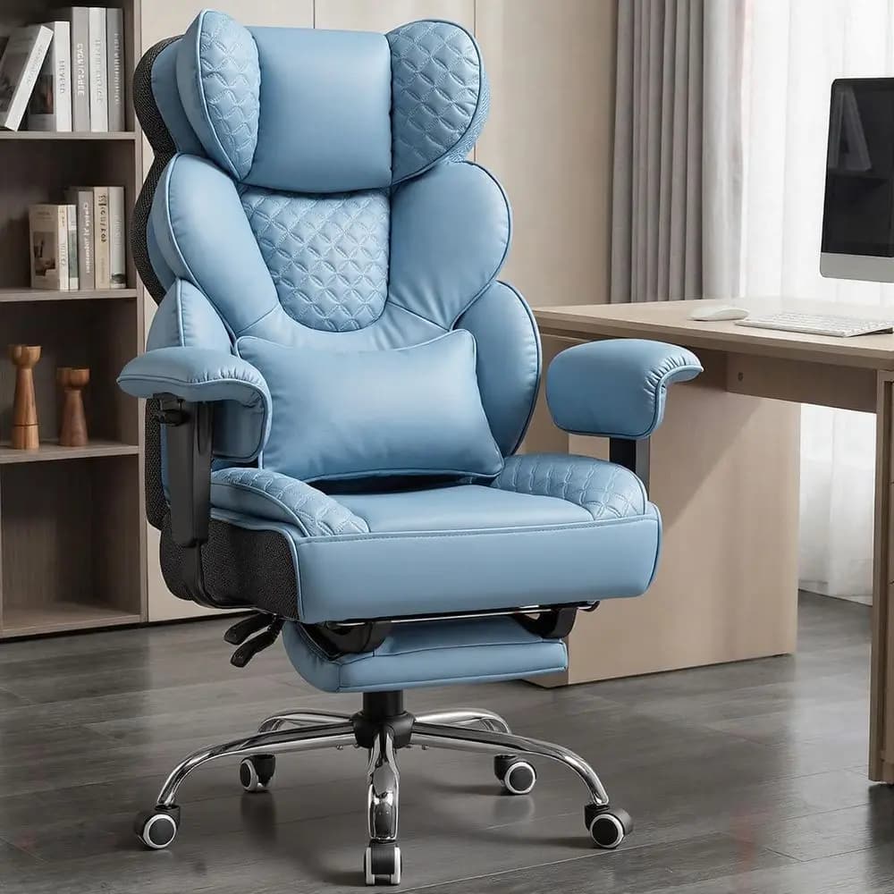 Sedia da Ufficio Ergonomica con Schienale Alto, Poggiapiedi Regolabile, Supporto Lombare, Reclinabile e Braccioli