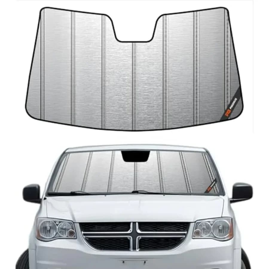 Parasole per parabrezza per Dodge Grand Caravan 2008-2020 Mini Van, finitura argento metallizzato, materiale riflettente in alluminio, pieghevole