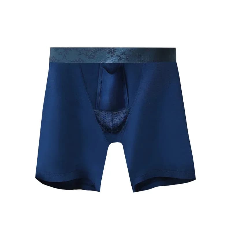 5PCS Men's boxer shorts with bullet-style separation design, preventing leg chafing. These breathable underpants are equipped wi
