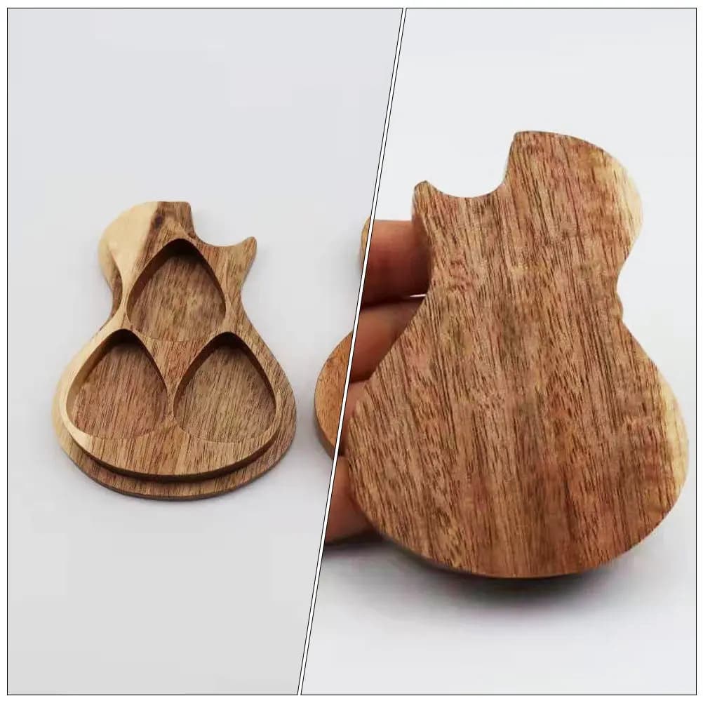 Wooden Guitar Pick Holder Handmade Compact Storage Organizer for Guitar Ukulele Bass Picks Scratch Protection