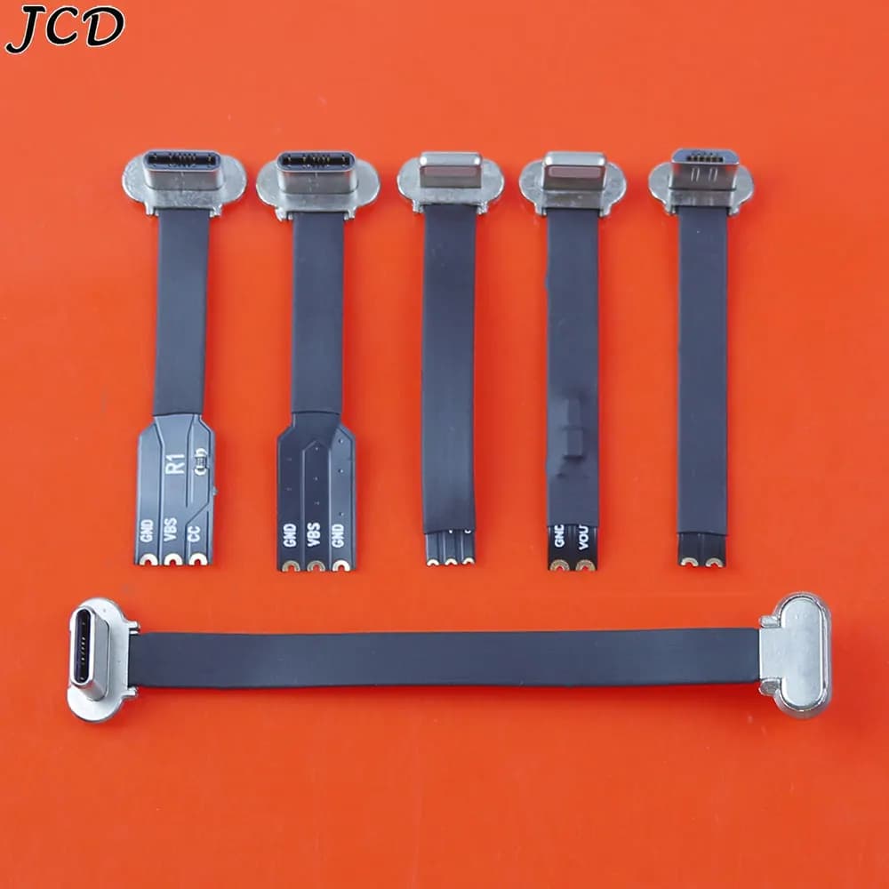 JCD 1Pc Type-C 3Pin With Resistor R1 FPC Soft Flat Cable Micro USB 2Pin Charging Cable Wireless Charger Ribbon Cable Extension
