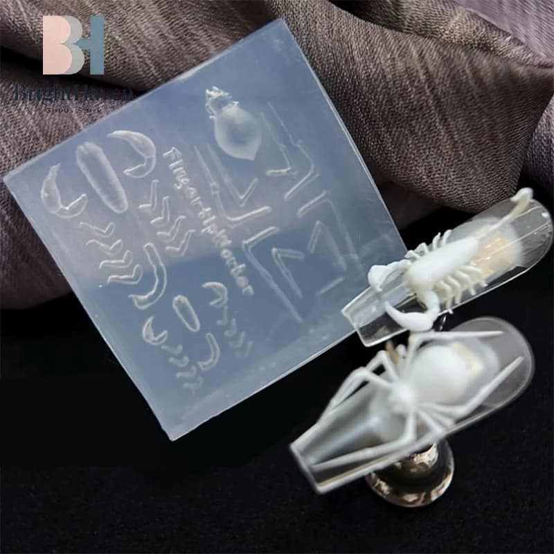 3D Spider Scorpion Silicone Nail Mold DIY Dark Punk Style Soft Stamping Plates Manicure Art Mould Tools Decorations Templates