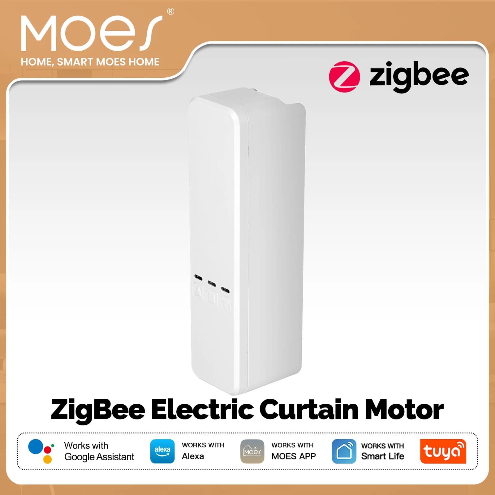 MOES Tuya ZigBee Smart Chain Roller Blinds Motor Drive Electric Shade/Shutter Curtain App Control Works with Alexa Google Home