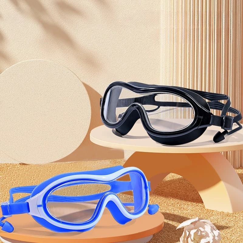 Occhialini da nuoto con montatura grande, alta definizione, impermeabili e antiappannamento, per uomo, per immersioni e nuoto.