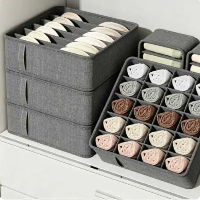 Closet Underwear Organizer Storage Box Drawer Fabric Foldable Cabinet Closet Storage Boxes for Storing Socks Underwear Ties Belt