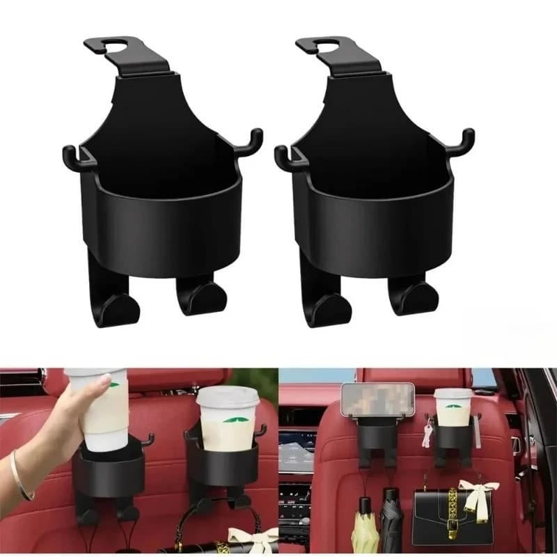 Gancio per poggiatesta per seggiolino auto, gancio per gancio, organizer universale con portabicchieri per borsa, adatto per accessori universali per auto