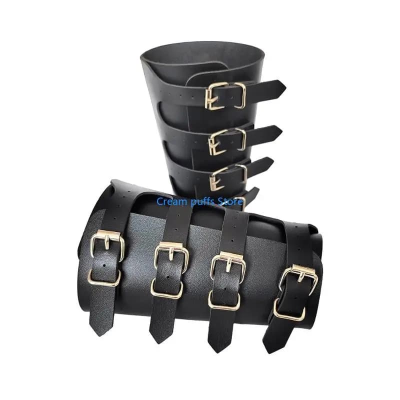 50LE Vintage Medioevo Polsino Bracciale largo Fibbia per braccio Armatura Polsino Guanto Protezione per polso in PU per