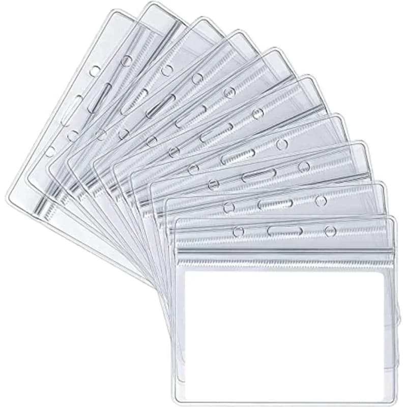 5Pcs/lot Working Permit Sleeve Case Pass Work Card Holder Soft Badge ID Credit Card Cover Protector Case Transparent Vinyl