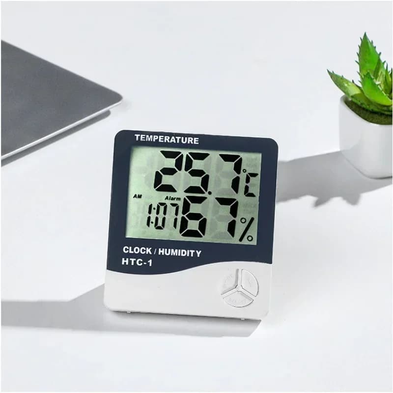 Digital Thermometer Clock Alarm Clock/Calendary Alarm 5 Functions Table support for large screen and wall mounting White