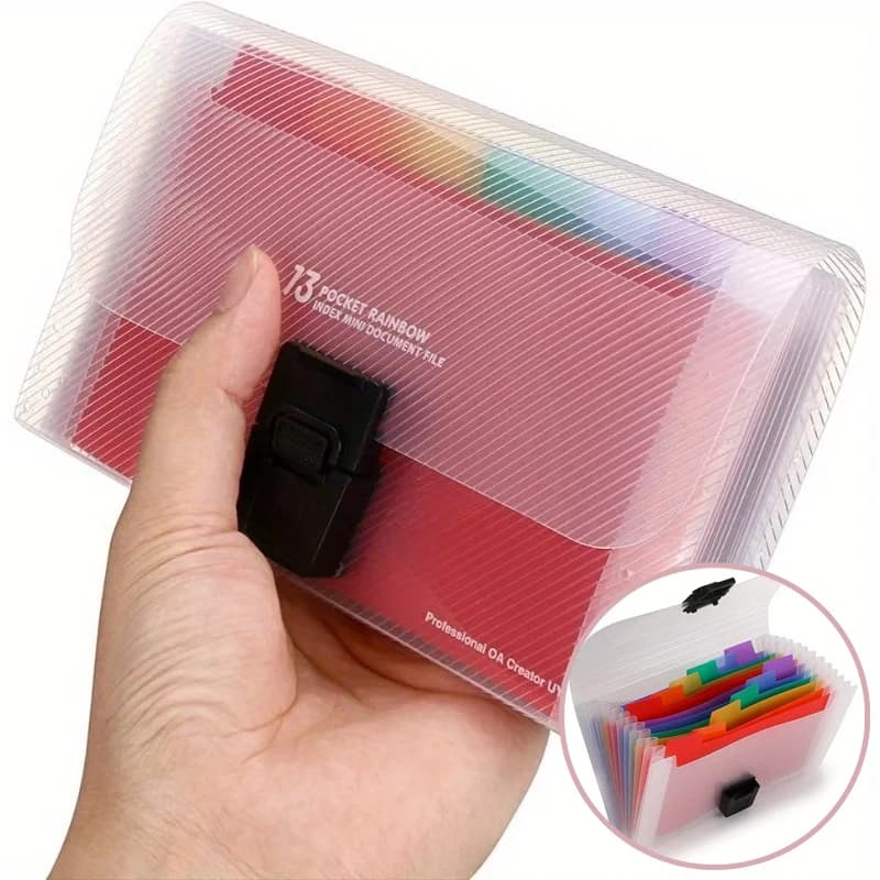 Organizzatore di documenti espandibile A6, cartella a fisarmonica a 13 tasche con chiusura a bottone, porta documenti per ricevute, carte, documenti