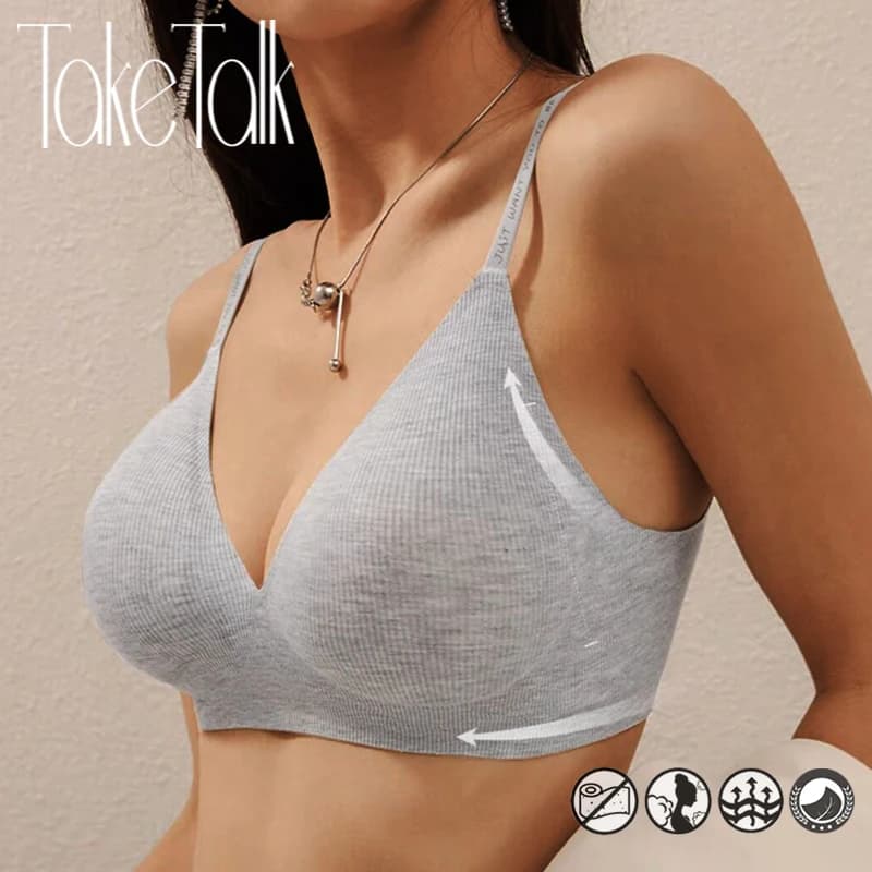 Reggiseni sexy senza cuciture da donna Bralette con scollo a V profondo Lingerie sexy con cinturino con lettera Top intimo push up Reggiseno senza fili per donna