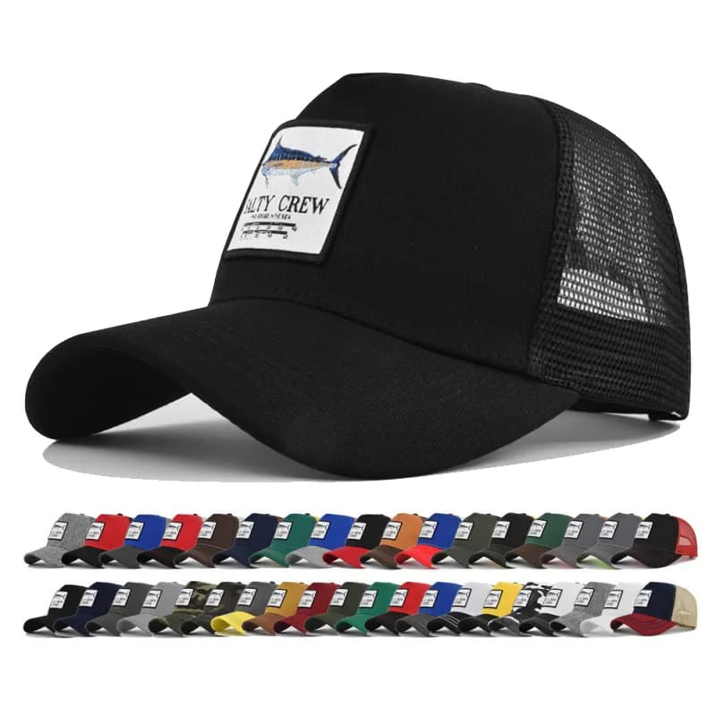 Unisex Blue marlin logo fishing Embroidery Baseball Net Caps Four Seasons Outdoor Sunscreen Hat Adjustable Casual Trucker Hats