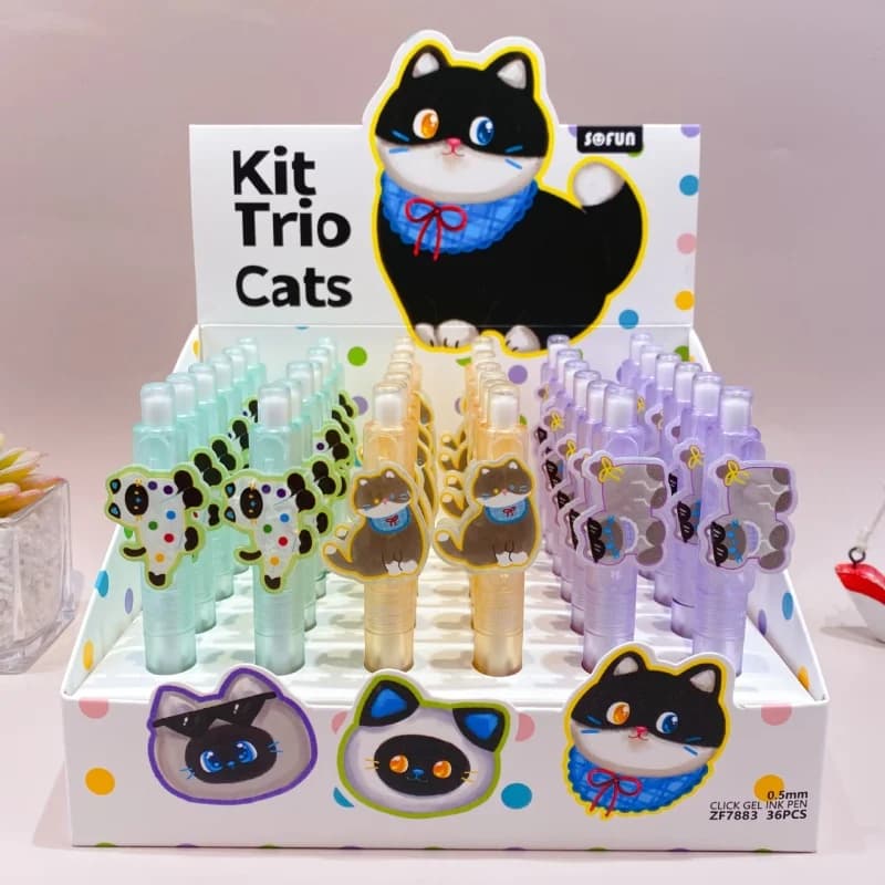 36 pz/lotto Kawaii Cat Press Penna Gel Carino 0.5mm Inchiostro Nero Penne Neutre Regalo di Cancelleria Per Ufficio Materiale Scolastico