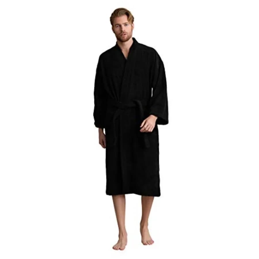 Accappatoio da Uomo in Spugna Turca Stile Kimono - 100% Cotone - Comodo e Assorbente - Morbido e Confortevole