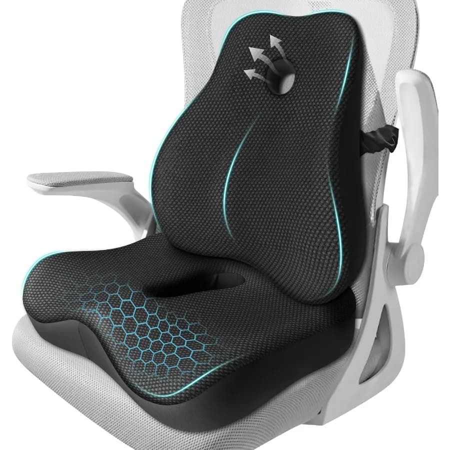Cuscino del sedile Cuscino di supporto lombare per sedia da ufficio Memory Foam Cuscino del sedile in coccyx Cuscino di supporto per la schiena in rete ergonomica Office De