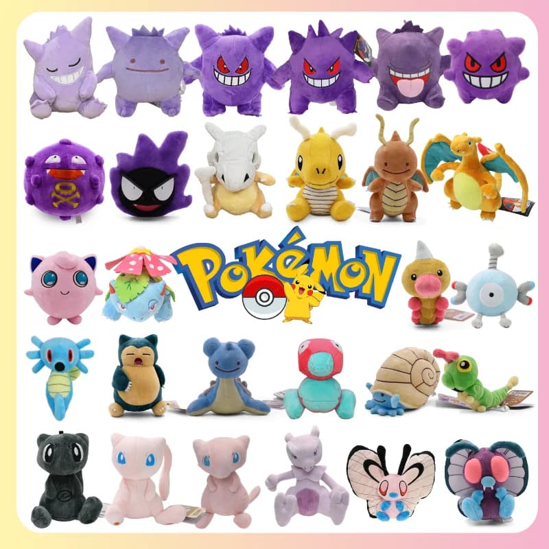 Pokemon Simpatico Peluche Personaggi Anime Gengar Charizard Gastly Caterpie Butterfree Weedle Porygon Collezione di Decorazioni Morbide Regalo Kawaii