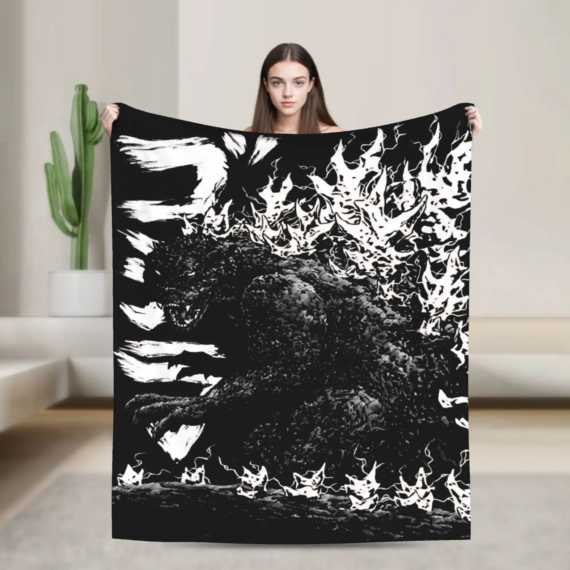 Gojira Millenium godzilla 2000 minus Flannel Blanket Soft Warm Throw Blanket for Couch Chair Camping Bedspread Sofa Bed Cover