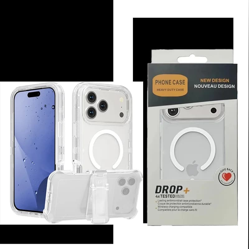 3IN1 Hybrid Mechanical For Magsafe Charge OTT-Box Case For IPhone 17 16 15 14 13 Pro Max PC+TPU Armor Shockproof Cover