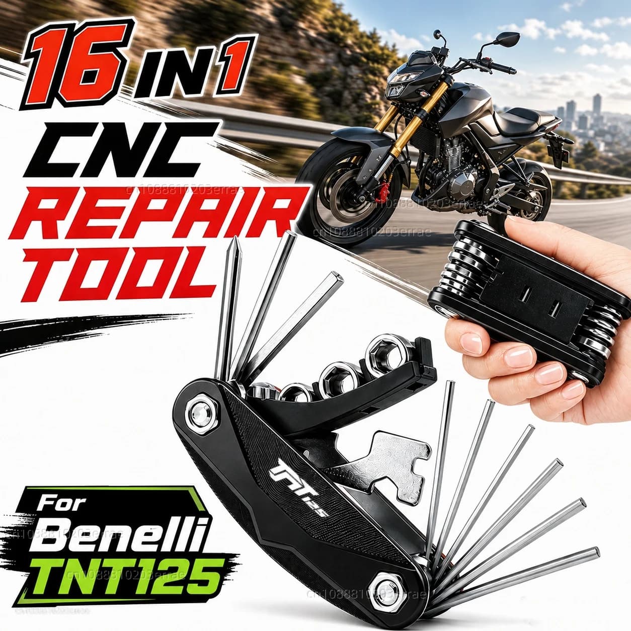 Repair Kit for Moto Benelli TNT125, Multifunctional Set with Screwdriver, English Key, Hexagonal Keys, Bicycle Portable Kit