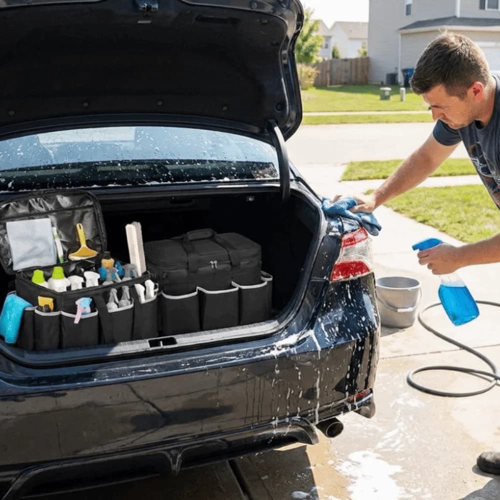 Waterproof Car Wash Tool Bag Adjustable Shoulder Strap Large Capacity Car Detailing Bag Heavy Duty Wear-Resistant