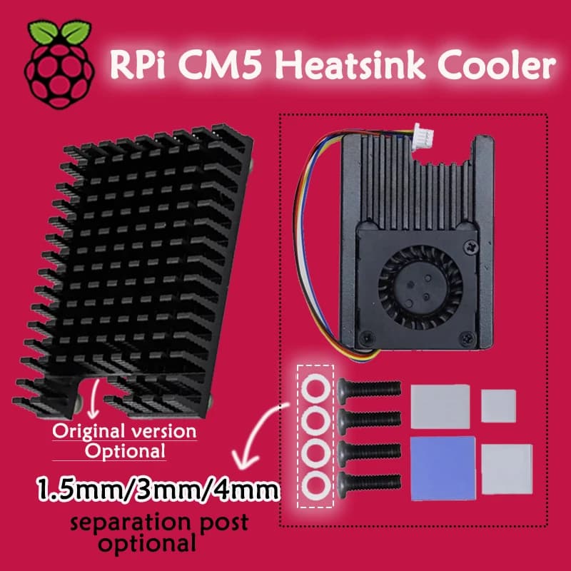 Raspberry Pi CM5 heat sink in aluminum for processing module Raspberry PI 5 Thermally conductive silicone