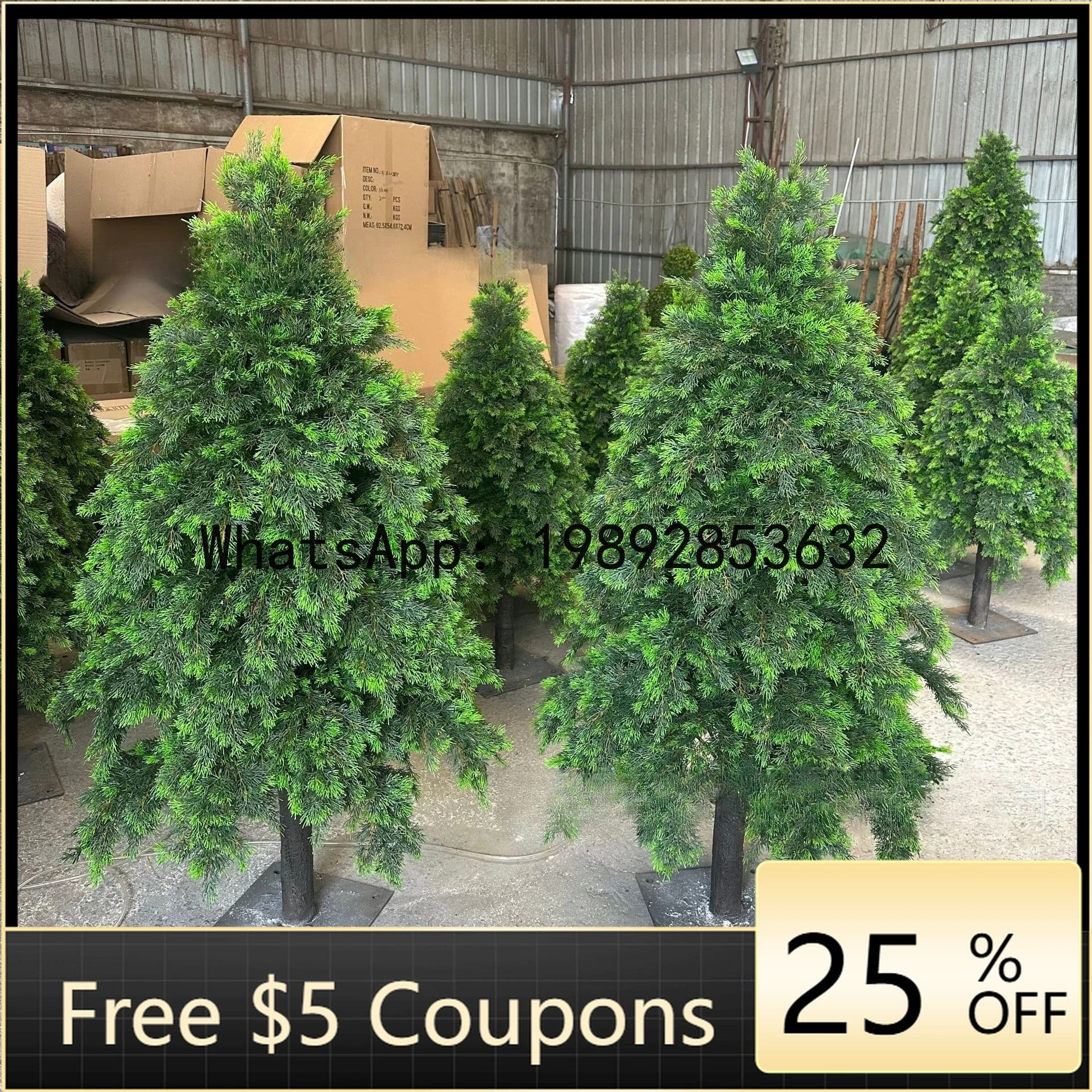 Artificial Z4 Pine Tree in Glass Fiber, Fined Pine with Rock Effect, Plastic Plant for Landscapes
