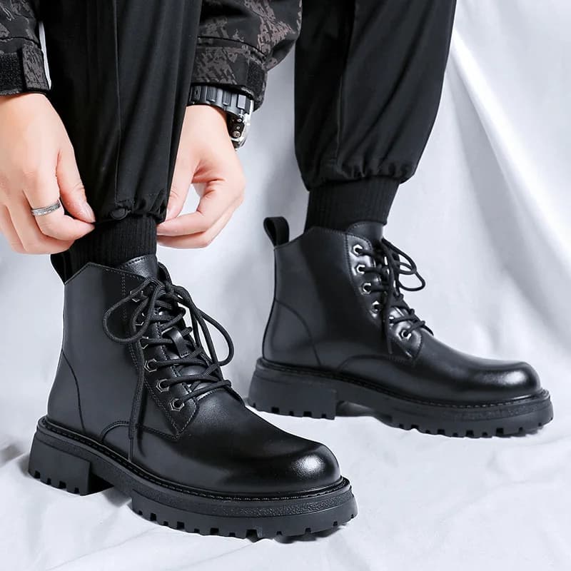 men's casual business office original leather boots autumn winter shoes cowboy platform boot spring autumn ankle botas masculina