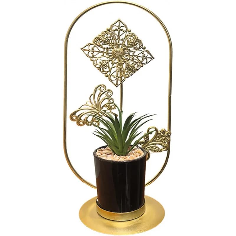 Artificial Metal Geometric Plant, Home Decoration, Fin Vegetation for Living, Office, Desk, Library
