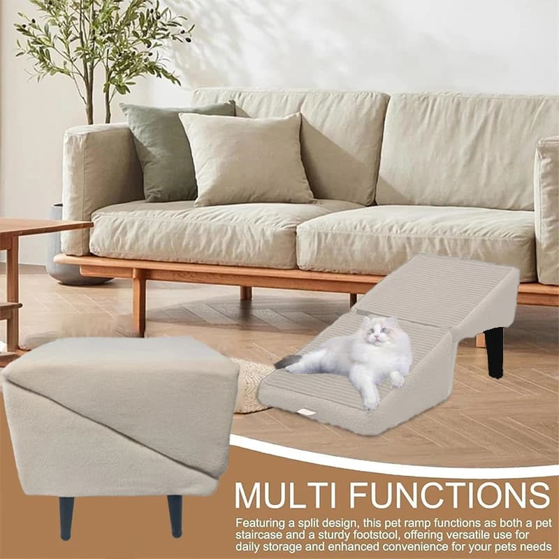 Nuova Rampa per Cani 2-in-1 Convertibile in Sgabello per Casa, Rampa Ottoman per Cani, Rampa Pieghevole Antiscivolo per Cani