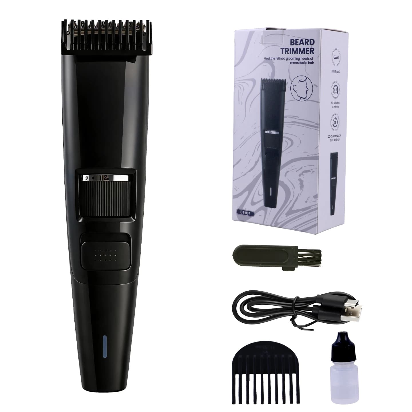 OMUONE Beard Trimmer for Men Cordless Adjustable Beard Mustache Trimmer with Built-in Vacuum Wet/Dry Clipper Travel-Friendly