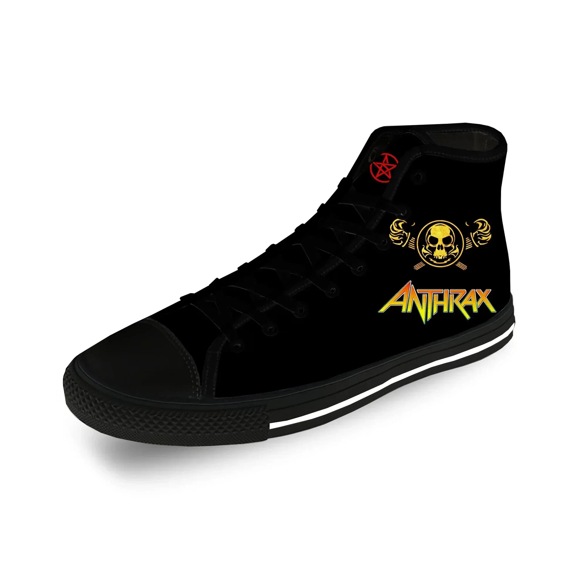 Anthrax Rock Band Hot Cool Casual Cloth Fashion Scarpe alte in tela con stampa 3D per uomo e donna, sneakers leggere e traspiranti